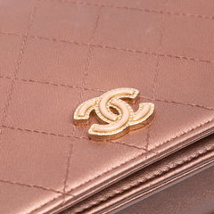 Quilted Metallic Lambskin Enamel CC Wallet On Chain