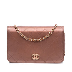 Quilted Metallic Lambskin Enamel CC Wallet On Chain