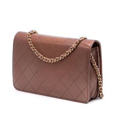 Quilted Metallic Lambskin Enamel CC Wallet On Chain