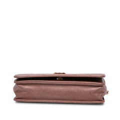 Quilted Metallic Lambskin Enamel CC Wallet On Chain