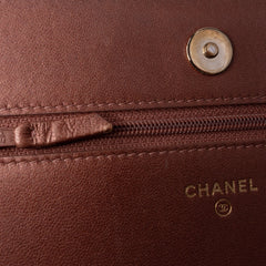 Quilted Metallic Lambskin Enamel CC Wallet On Chain