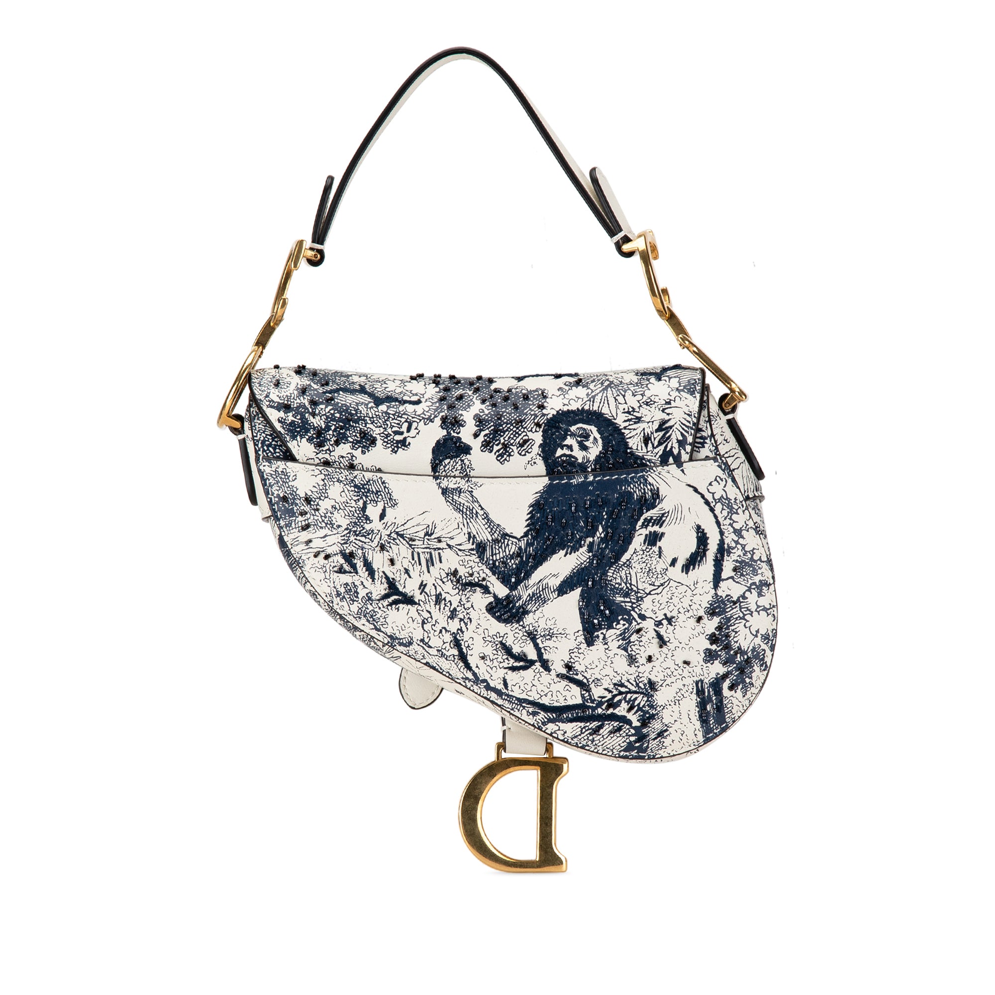 Mini Calfskin Toile de Jouy Saddle Bag_2