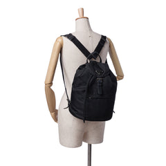 Saffiano Trimmed Tessuto Drawstring Backpack