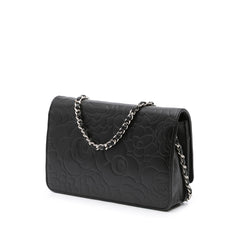 Lambskin Camellia Embossed Wallet On Chain