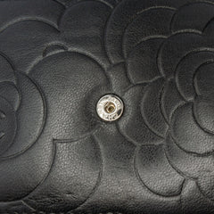 Lambskin Camellia Embossed Wallet On Chain