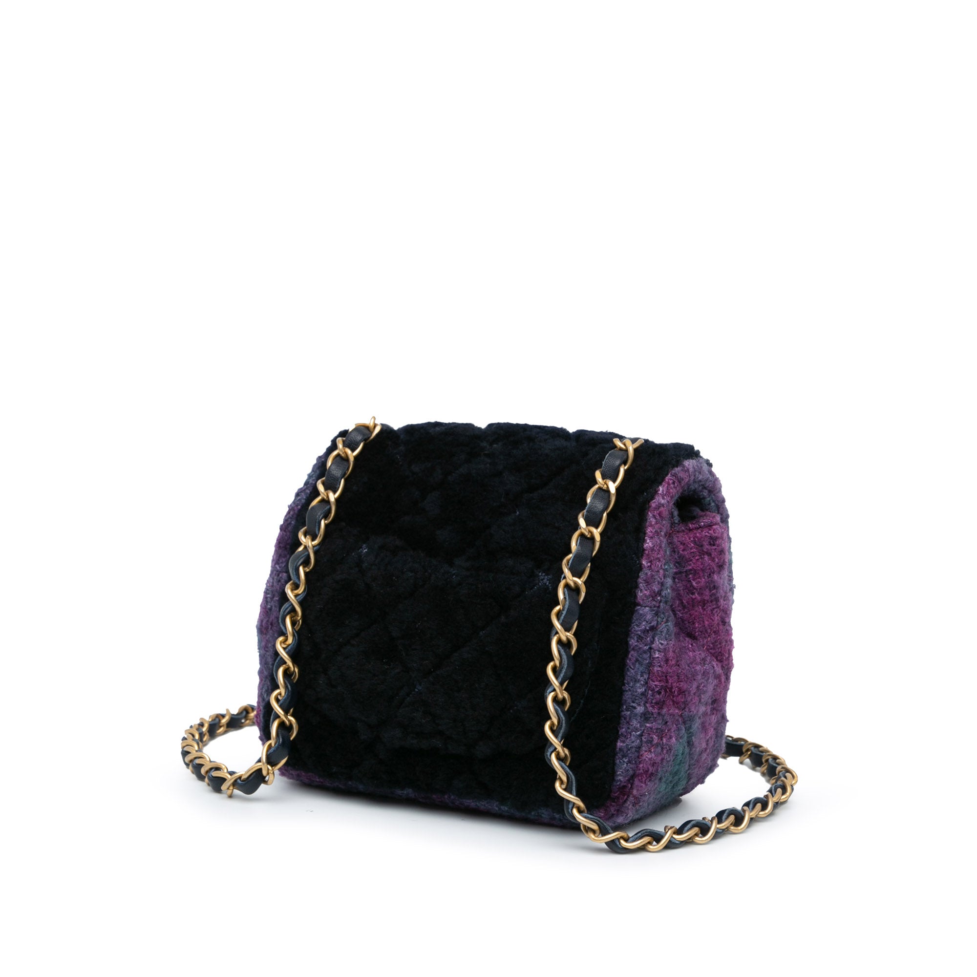 Mini Square Classic Multicolor Shearling Single Flap