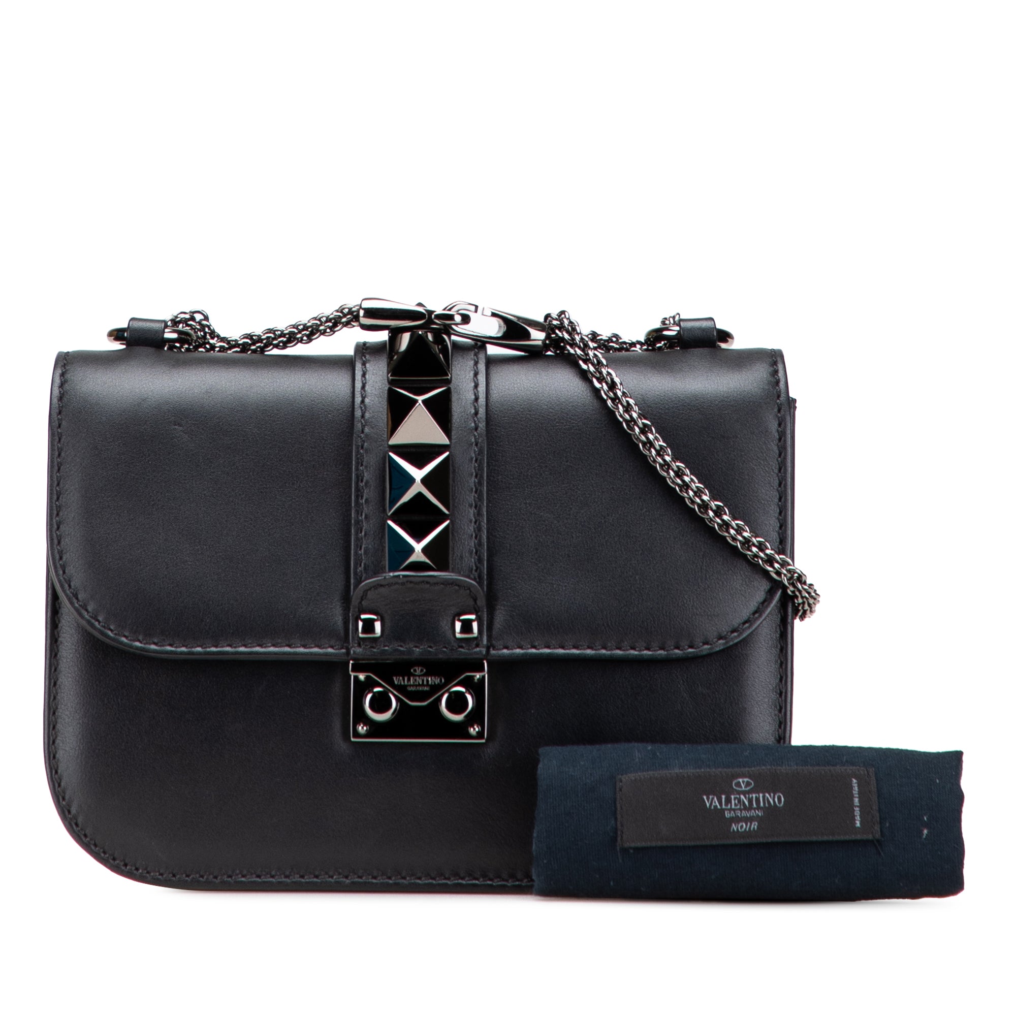 Small Leather Rockstud Glam Lock Crossbody