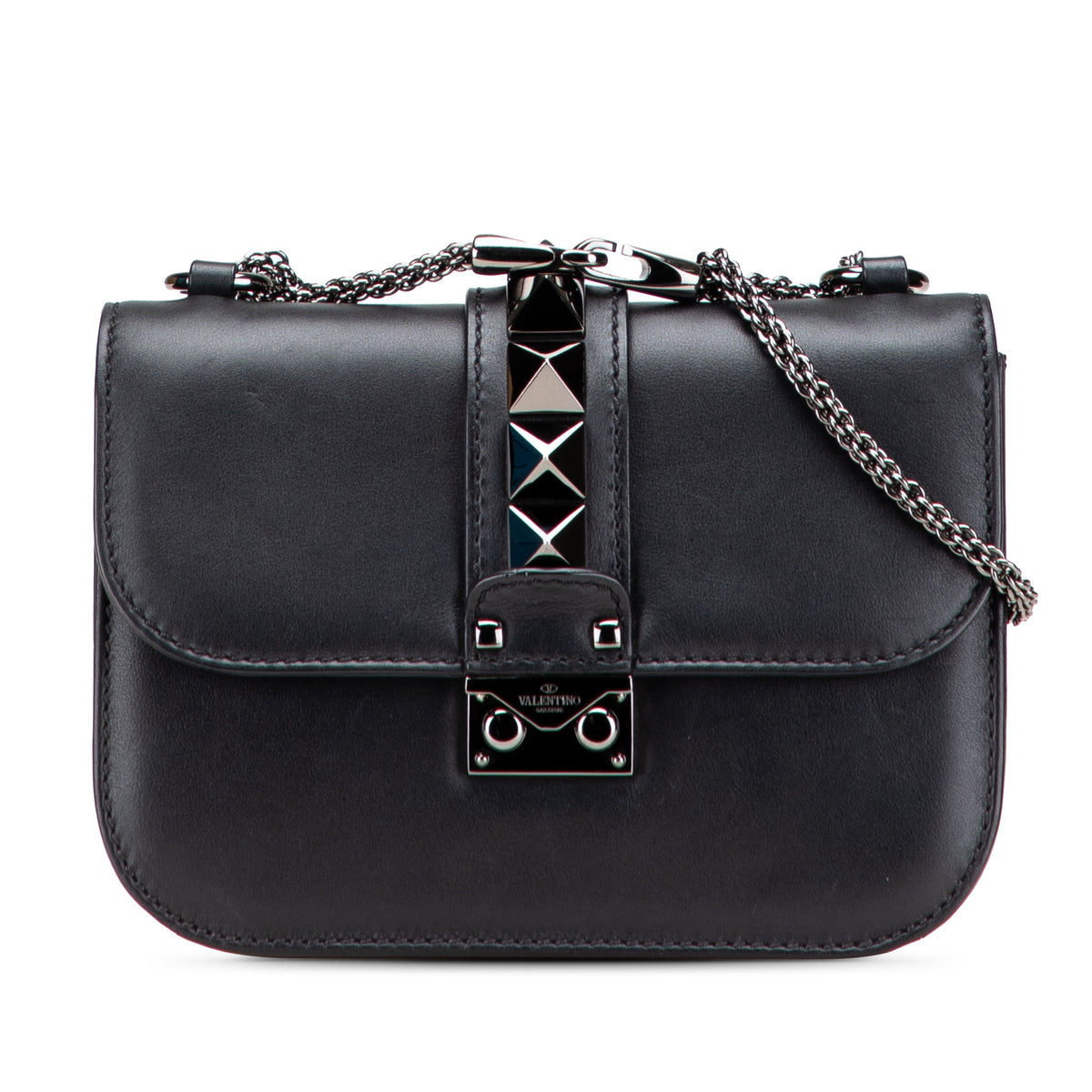 Small Leather Rockstud Glam Lock Crossbody