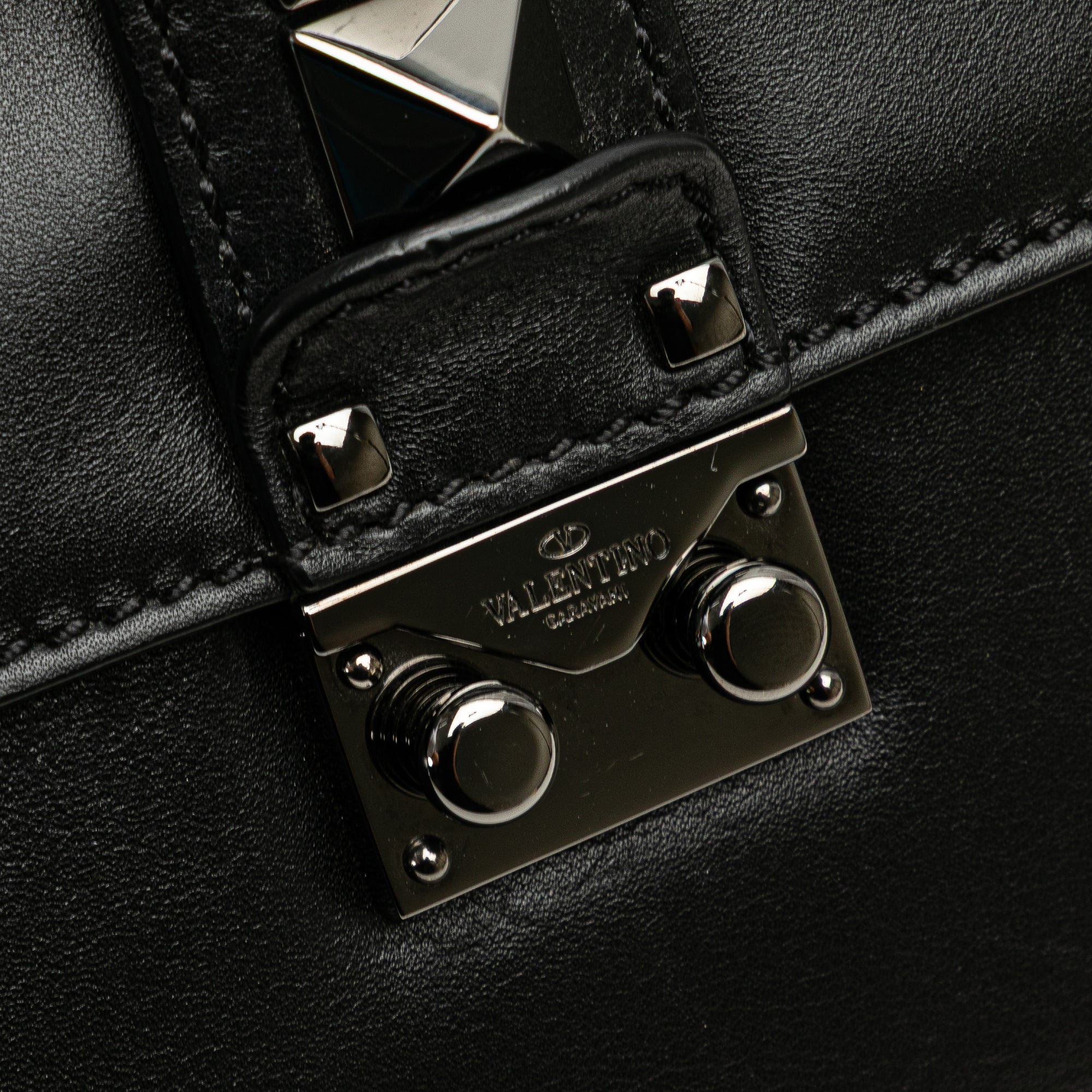 Small Leather Rockstud Glam Lock Crossbody