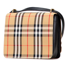 Small Goatskin Trimmed House Check Canvas D Ring Crossbody