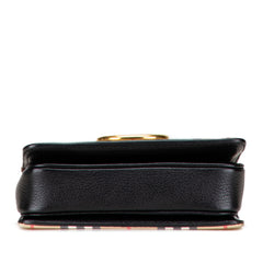 Small Goatskin Trimmed House Check Canvas D Ring Crossbody