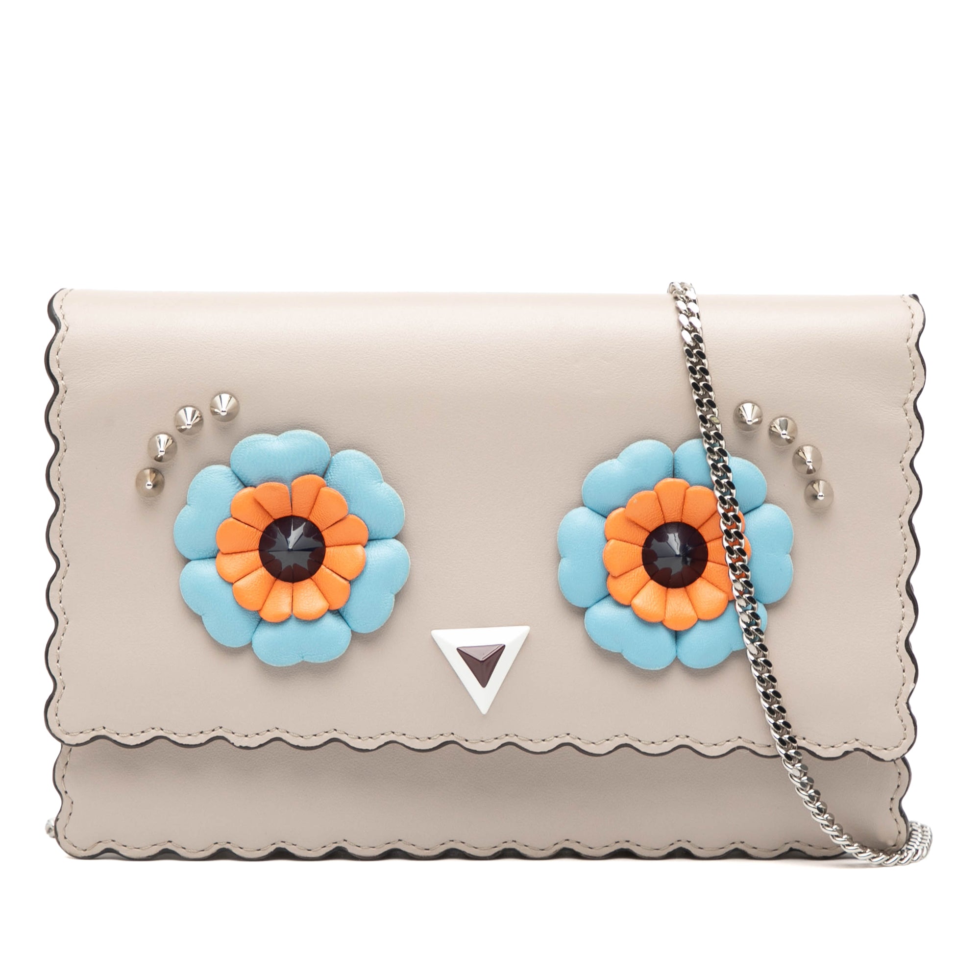 Leather Studded Monster Eyes Wallet on Chain