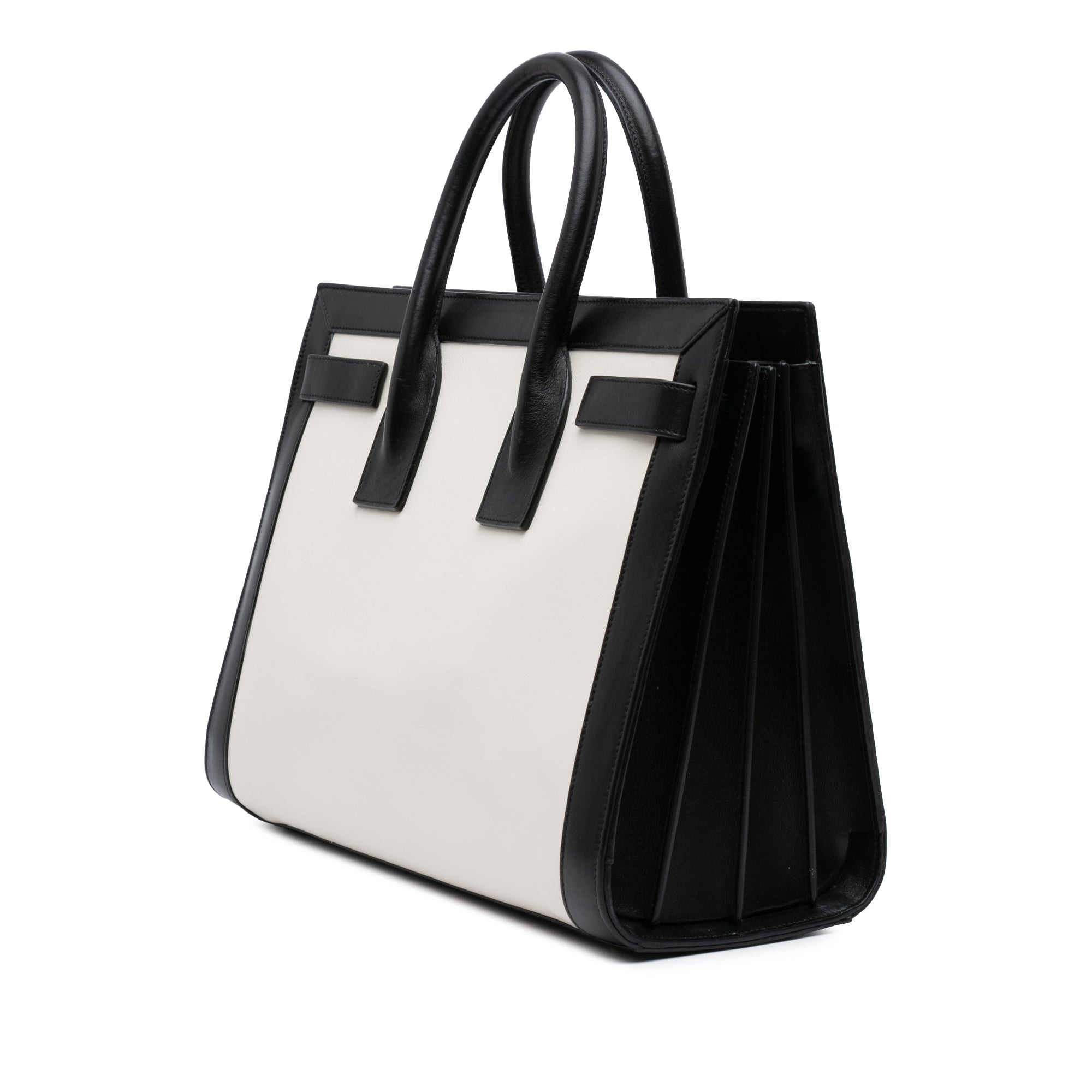 Small Bicolor Leather Sac de Jour Satchel
