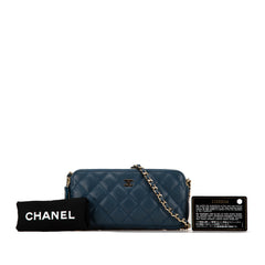 Quilted Caviar Clutch with Chain