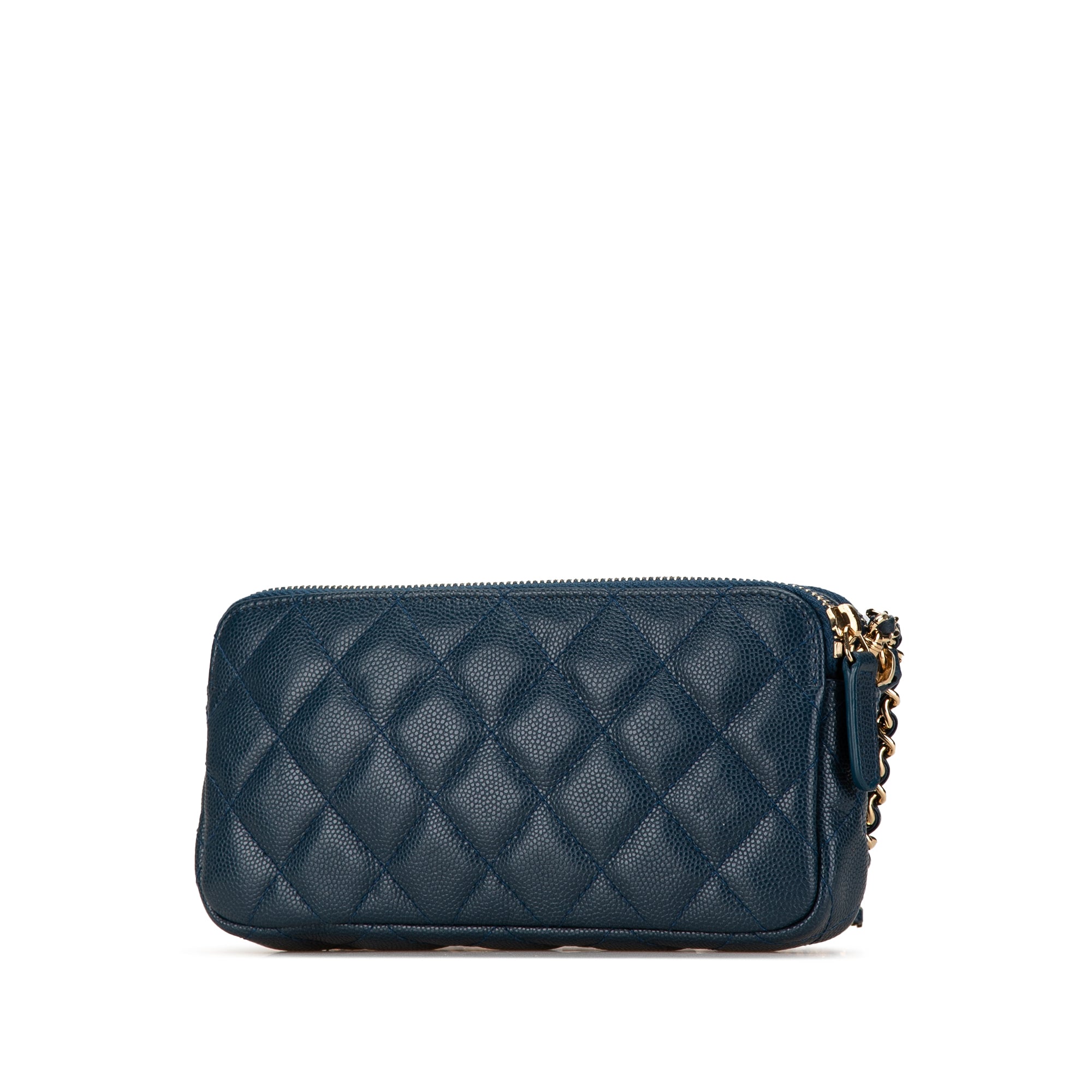 Quilted Caviar Clutch with Chain