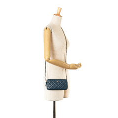 Quilted Caviar Clutch with Chain