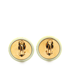 Gold Plated and Resin CC Round Clip On Earrings