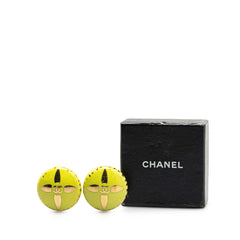 Gold Plated and Resin CC Round Clip On Earrings