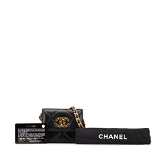 Quilted Lambskin Chanel 19 Card Holder On Chain
