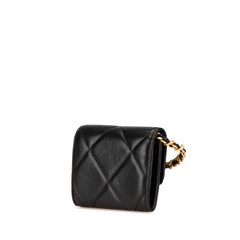 Quilted Lambskin Chanel 19 Card Holder On Chain