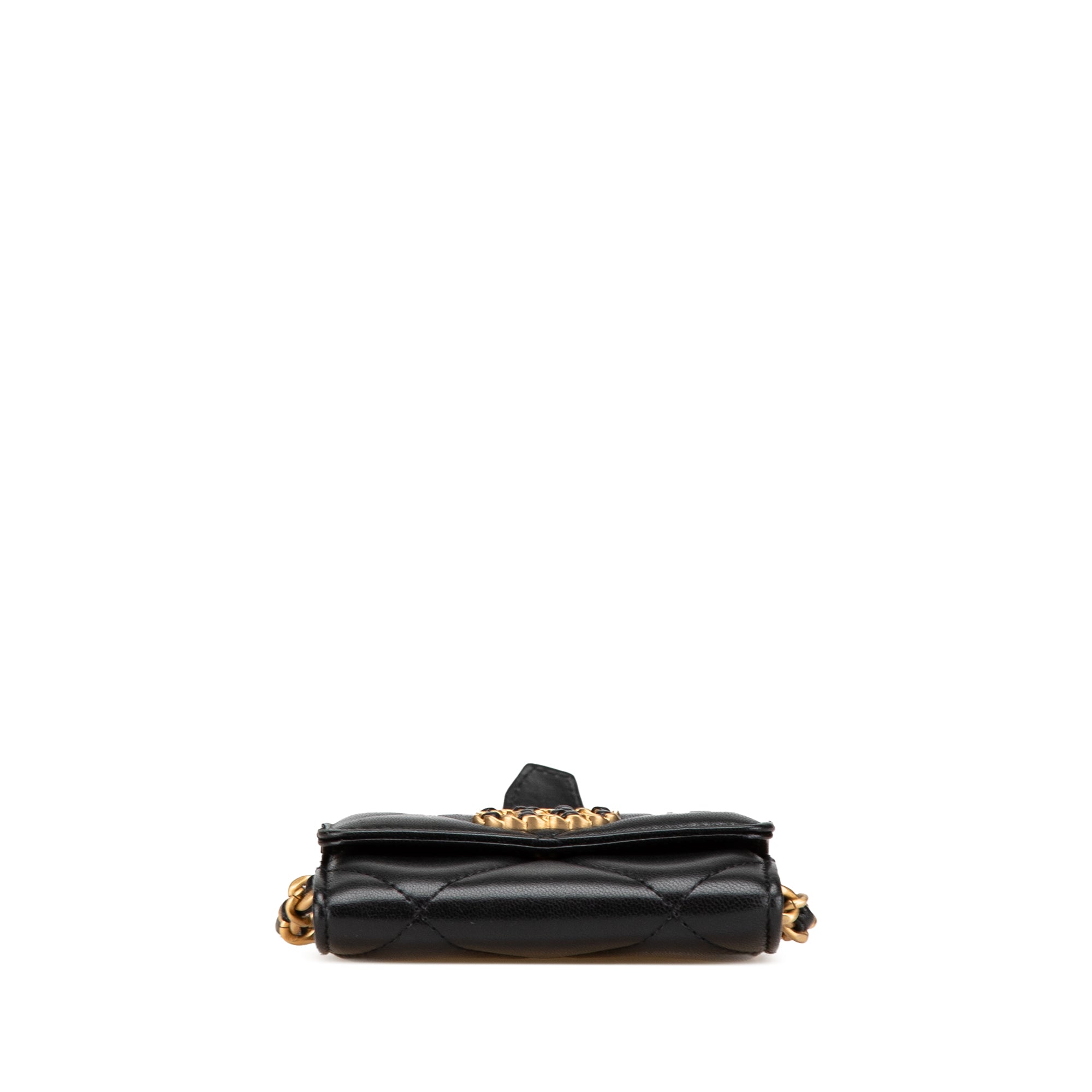 Quilted Lambskin Chanel 19 Card Holder On Chain