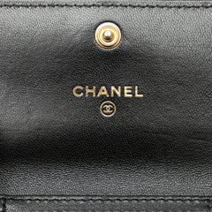 Quilted Lambskin Chanel 19 Card Holder On Chain