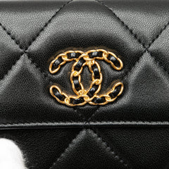 Quilted Lambskin Chanel 19 Card Holder On Chain