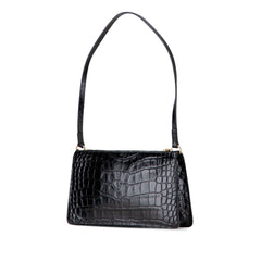 Small Crocodile Embossed Leather TB Shoulder Bag