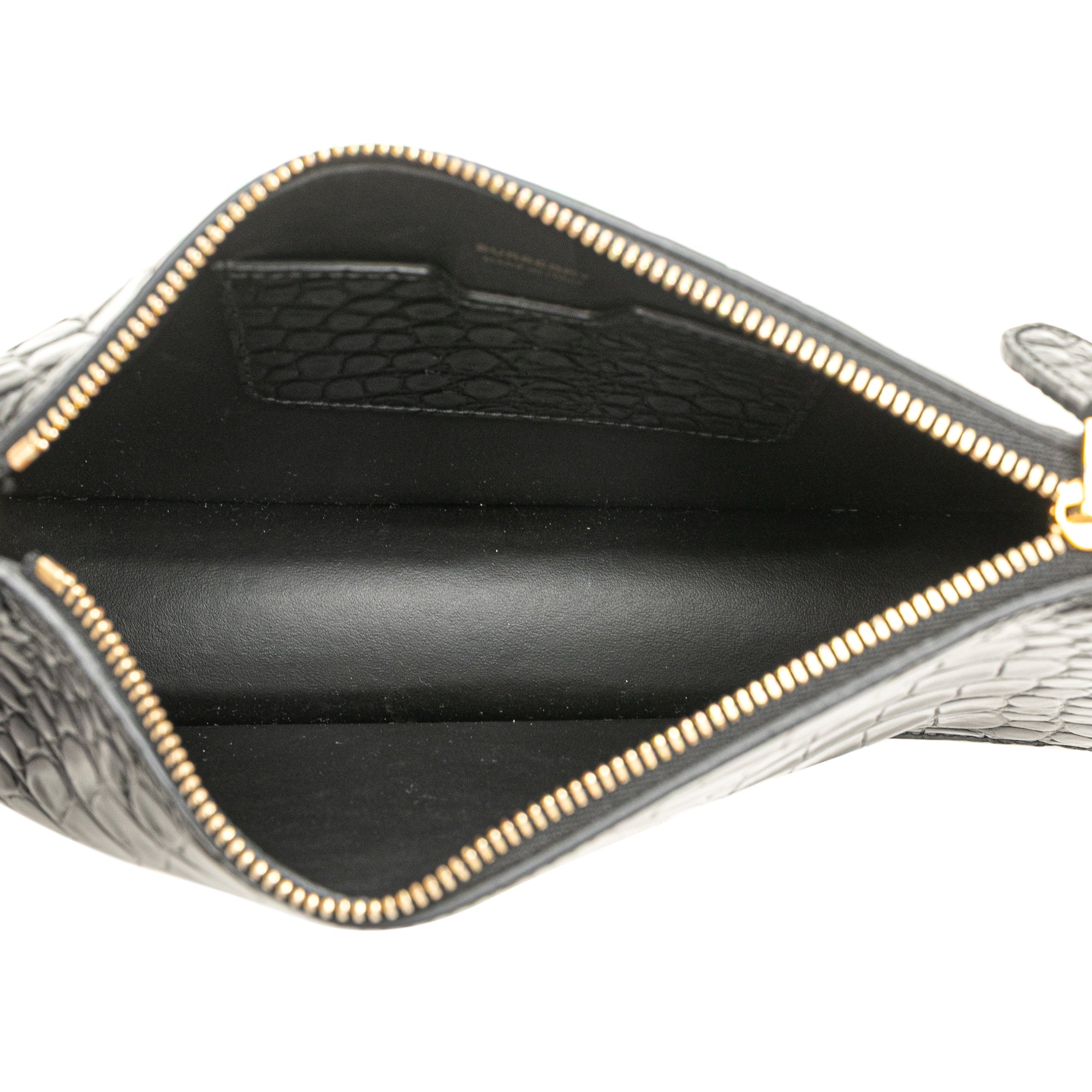 Small Crocodile Embossed Leather TB Shoulder Bag