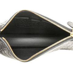 Small Crocodile Embossed Leather TB Shoulder Bag