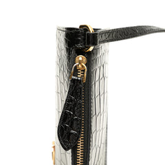 Small Crocodile Embossed Leather TB Shoulder Bag