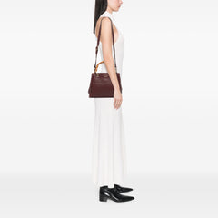 Small Calfskin Bamboo Shopper Satchel