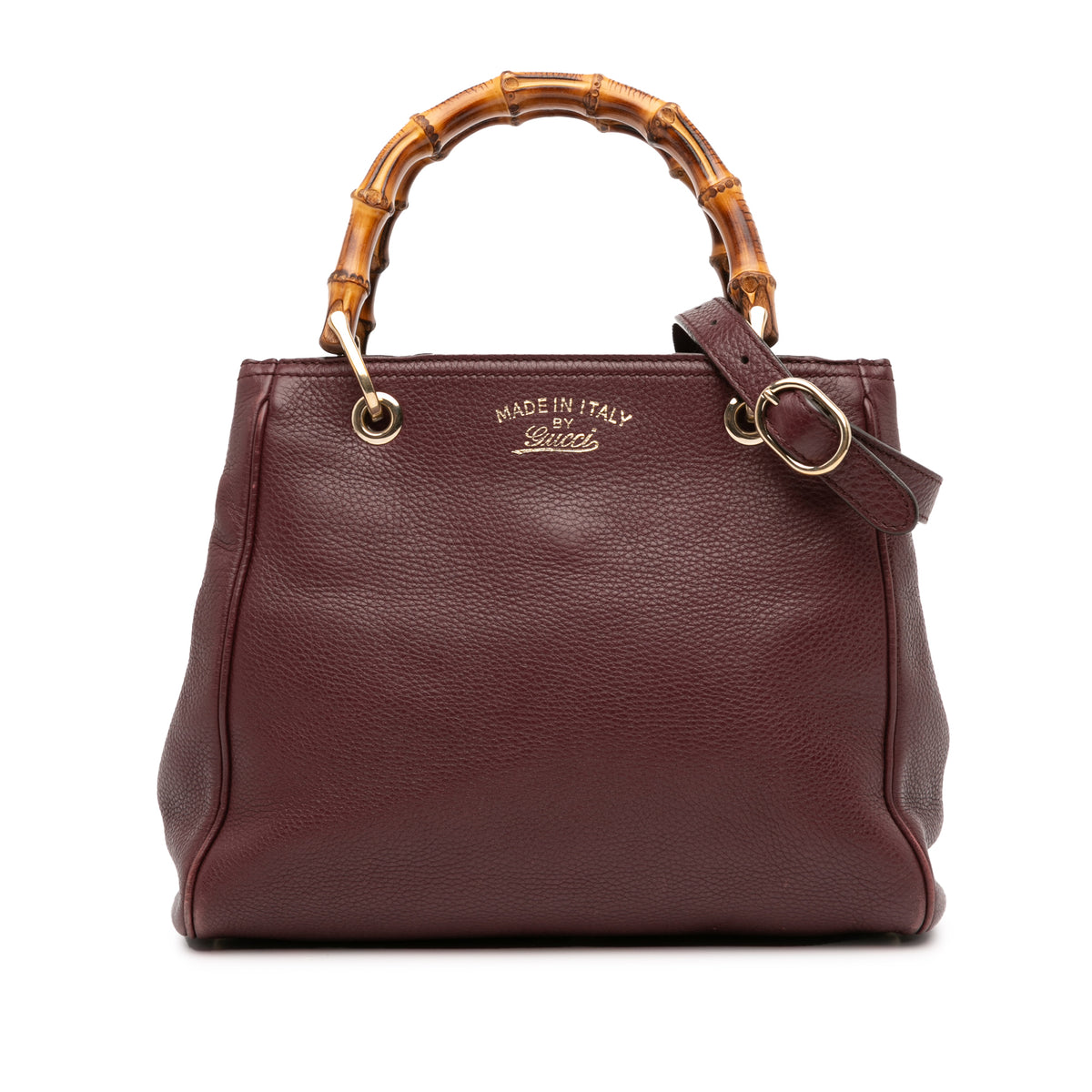 Small Calfskin Bamboo Shopper Satchel