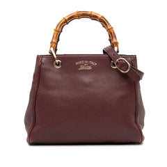 Small Calfskin Bamboo Shopper Satchel