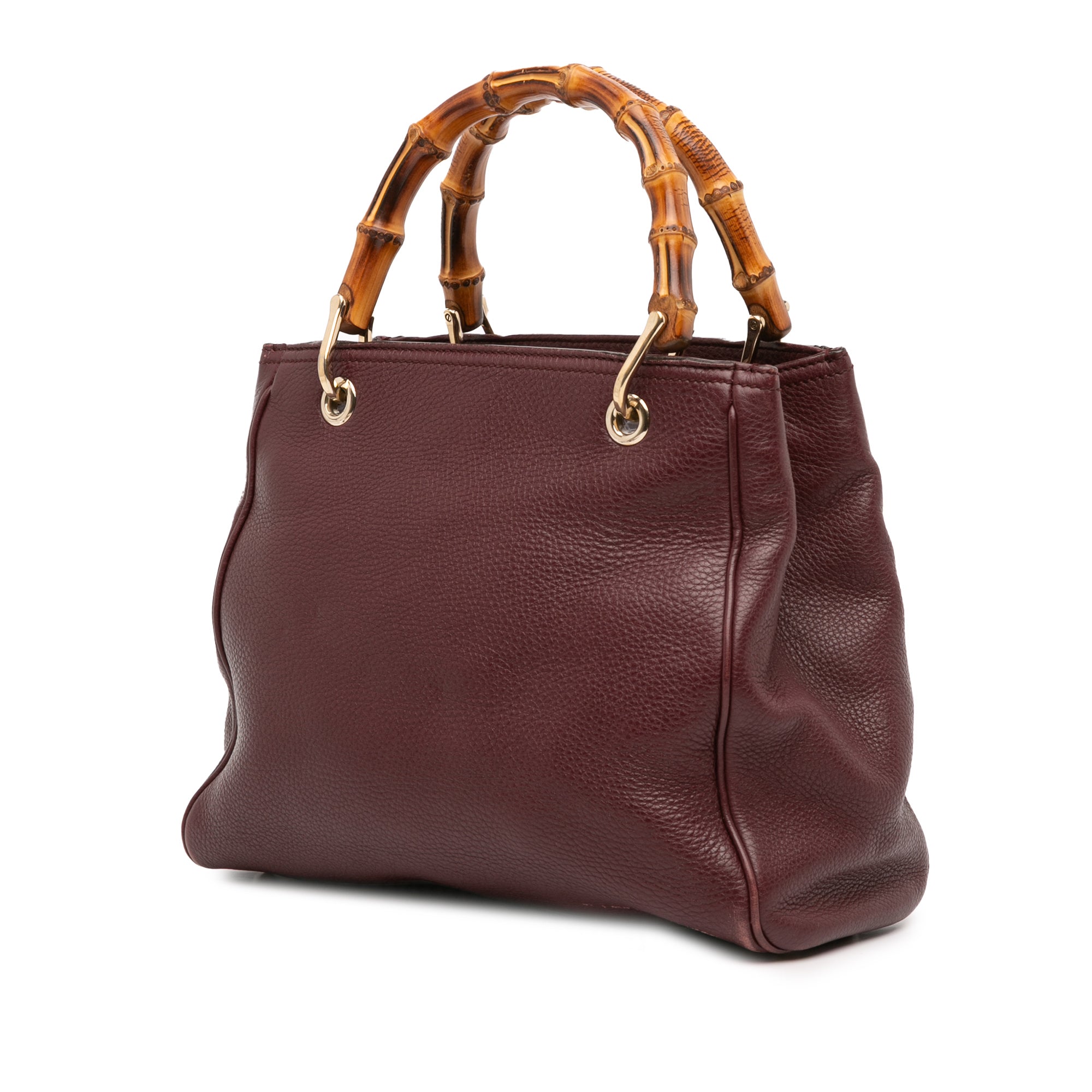 Small Calfskin Bamboo Shopper Satchel