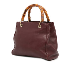 Small Calfskin Bamboo Shopper Satchel