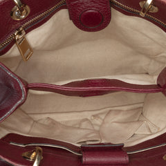Small Calfskin Bamboo Shopper Satchel