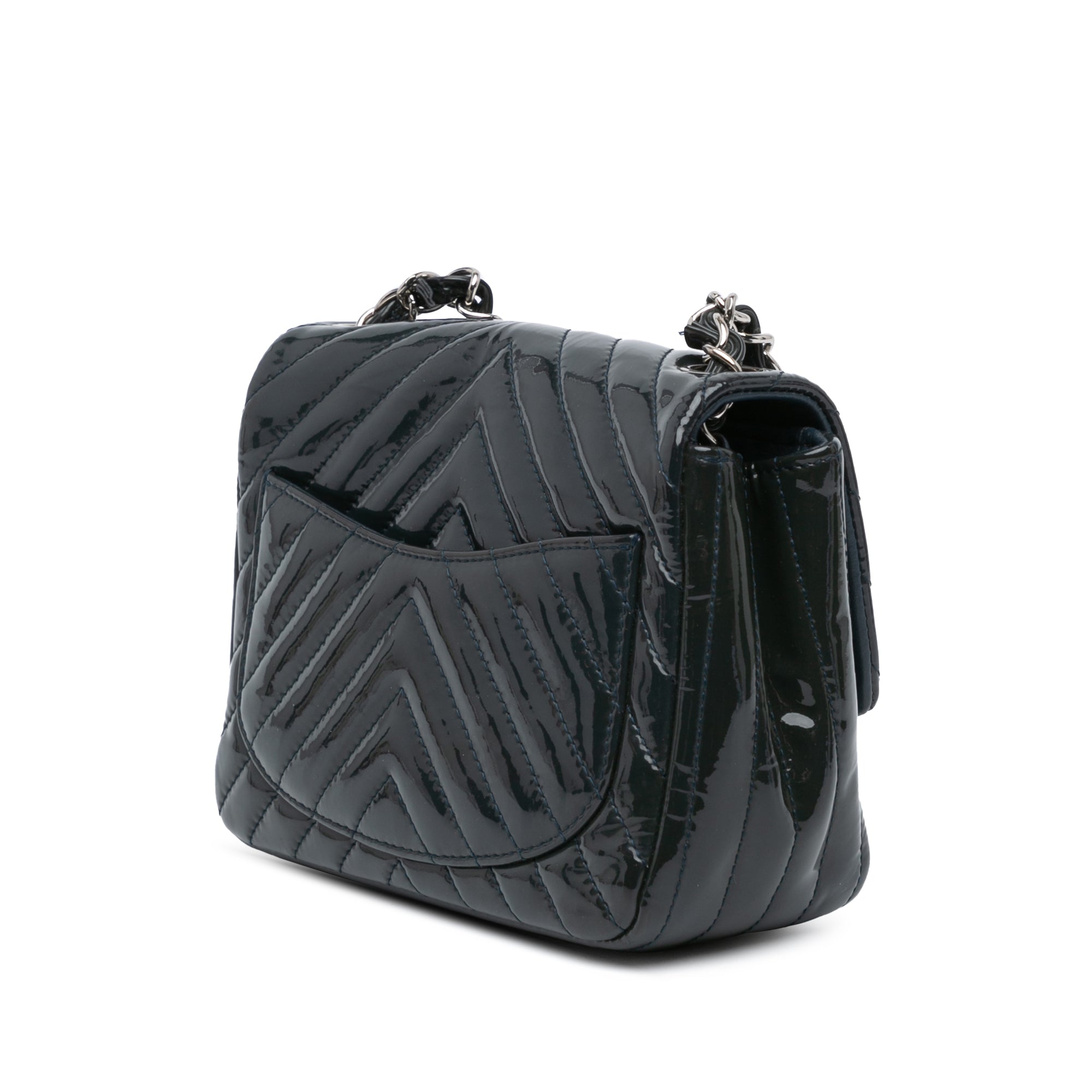 Mini Square Classic Chevron Patent Single Flap