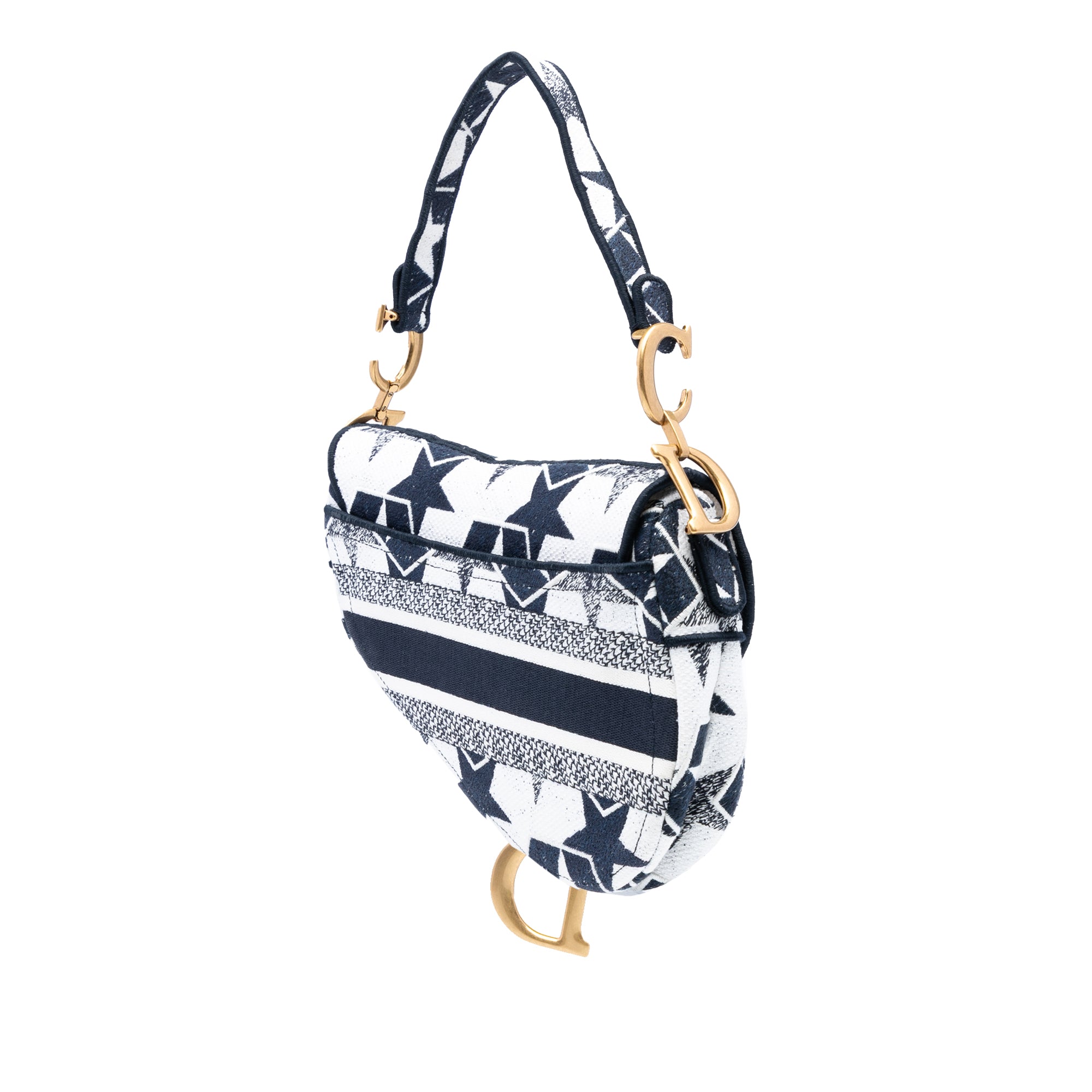 Embroidered Canvas Stars Saddle Bag