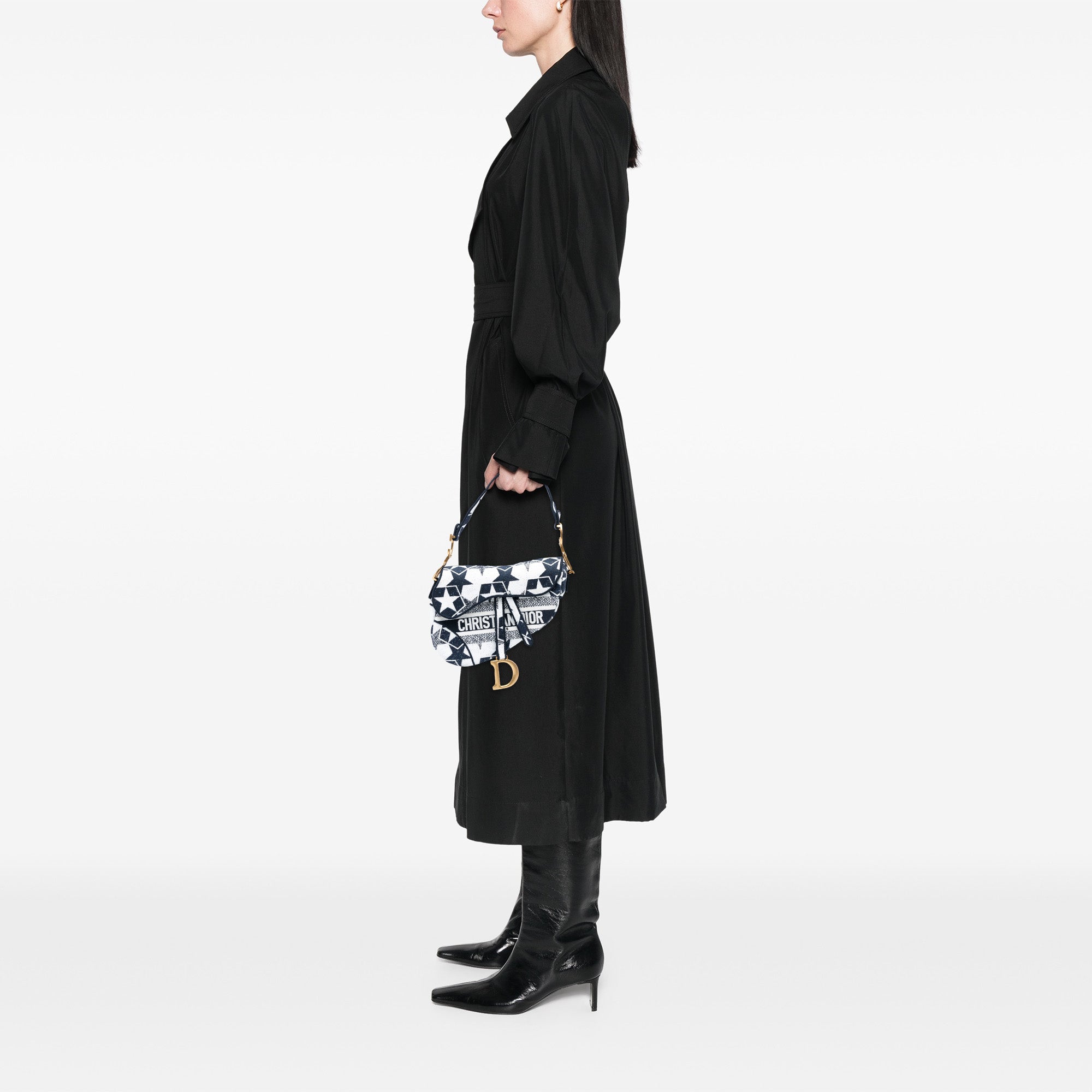 Embroidered Canvas Stars Saddle Bag