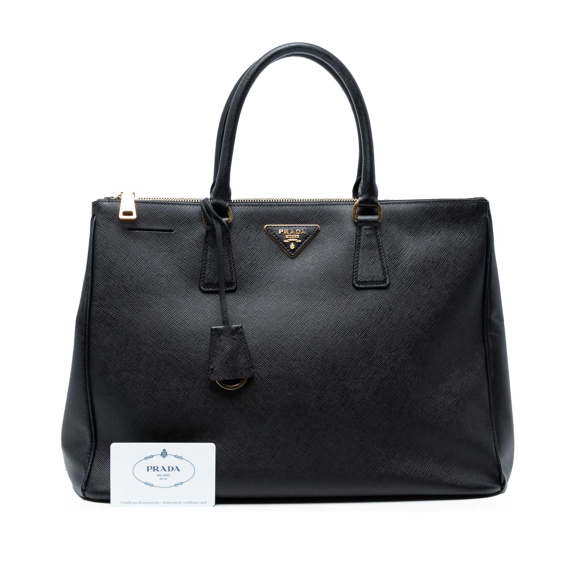 Large Saffiano Lux Galleria Double Zip Satchel