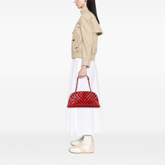 Large Glazed Calfskin Mademoiselle Bowling Bag