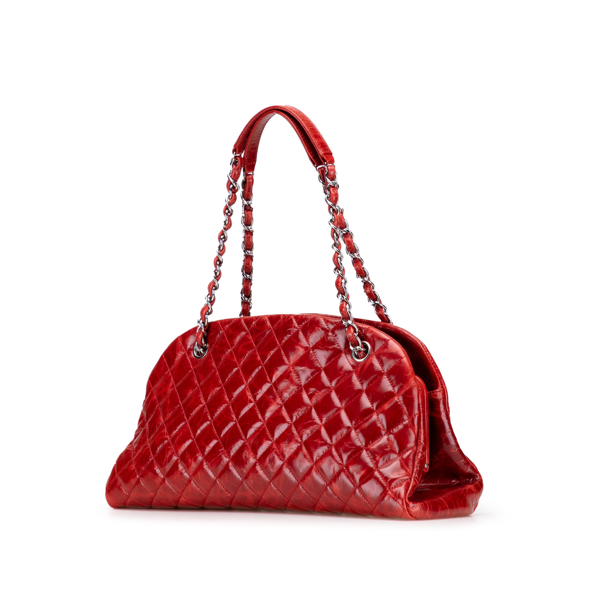 Large Glazed Calfskin Mademoiselle Bowling Bag