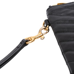 Chevron Leather Monogram Zip A5 Wristlet Pouch