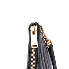 Chevron Leather Monogram Zip A5 Wristlet Pouch