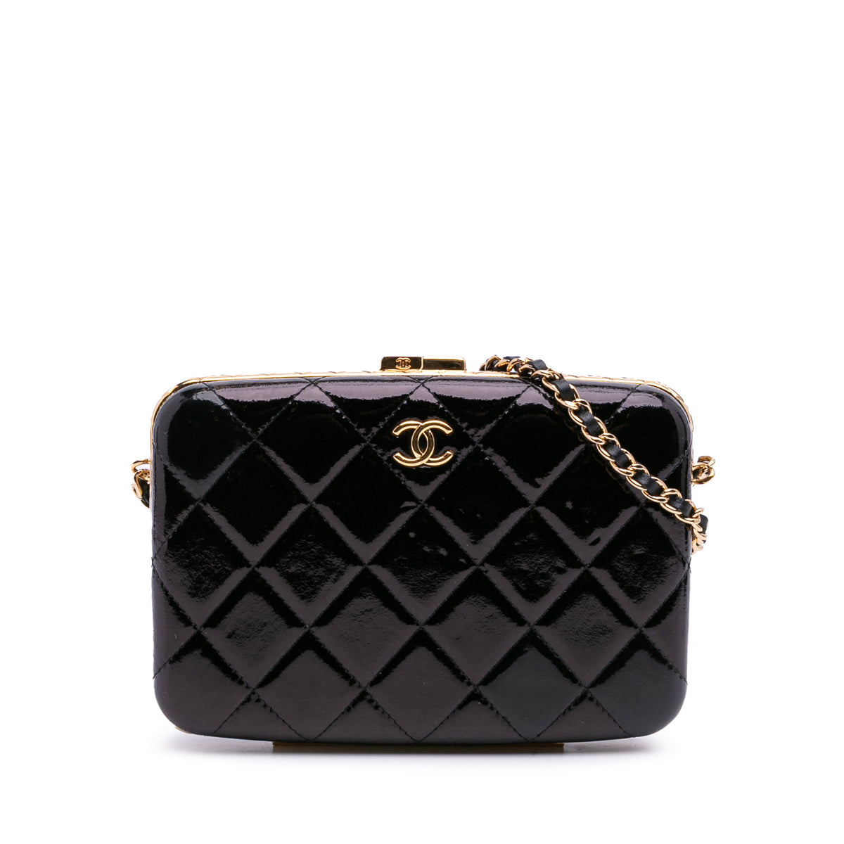 Large Glazed Goatskin Box With Chain