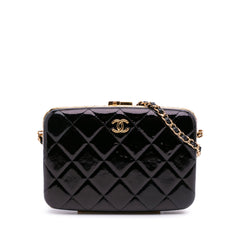 Large Glazed Goatskin Box With Chain