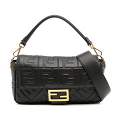 Zucca Embossed Leather Baguette Satchel