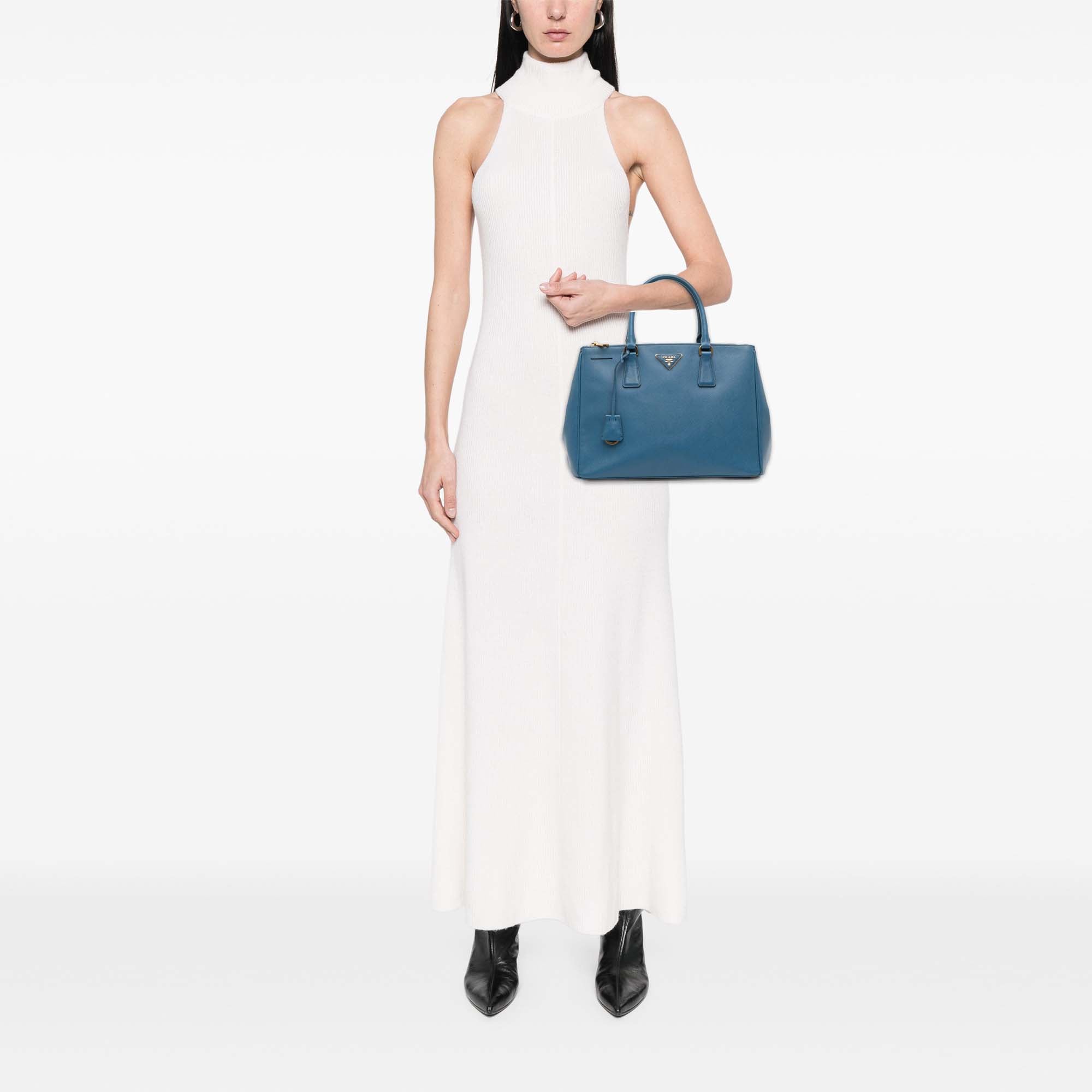Medium Saffiano Lux Galleria Double Zip Satchel
