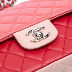 Medium Classic Tricolor Lambskin Valentines Heart Charms Single Flap